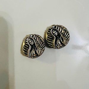 Dian Malouf Serling Silver gold trim Mary earrings